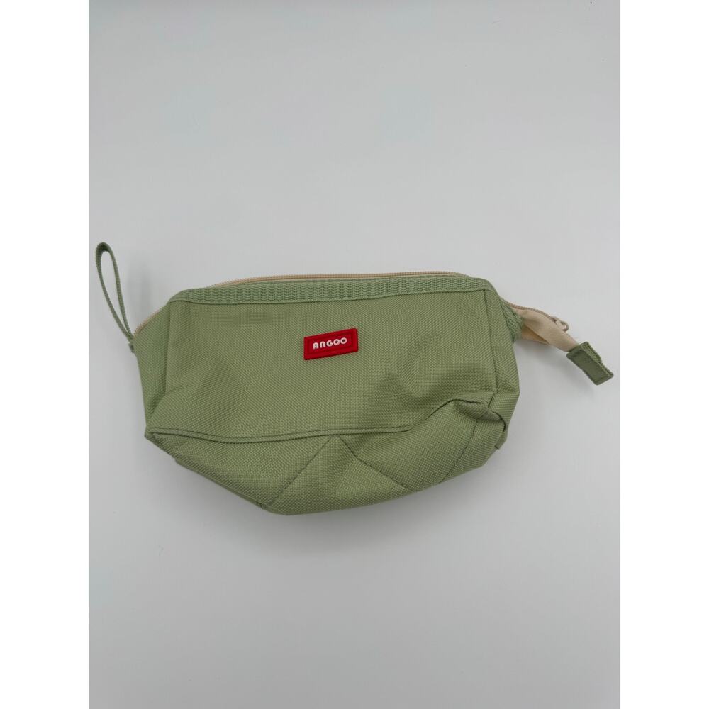 Angoo Green Pencil Case Canvas Pouch Pen Student School Stationery